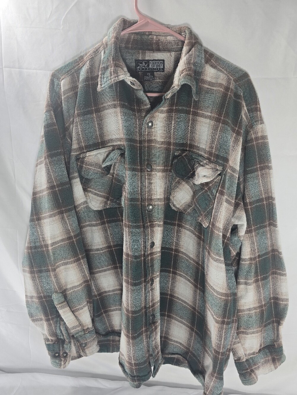 Canyon Guide Outfitters Mens 2X Heavy Flannel Shirt Jacket Plaid Snap Front USA